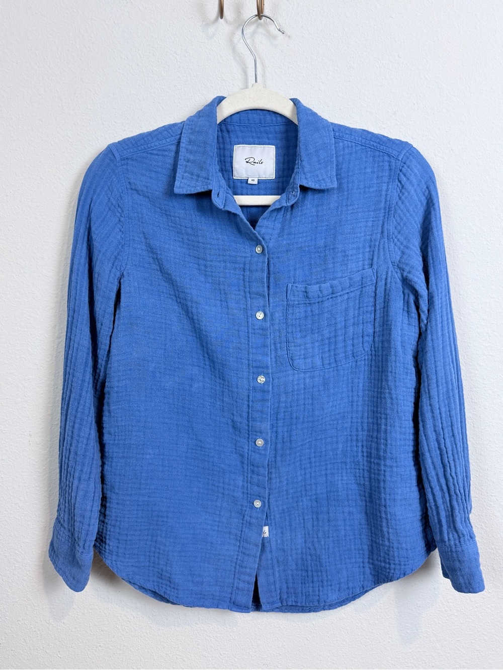 Rails Women’s Ellis Cobalt Blue Organic Cotton Gauze Button-Down Shirt XS